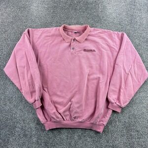 Vintage Wek The World Sweatshirt Mens XL Pink Collared Henley Neck Lake Superior